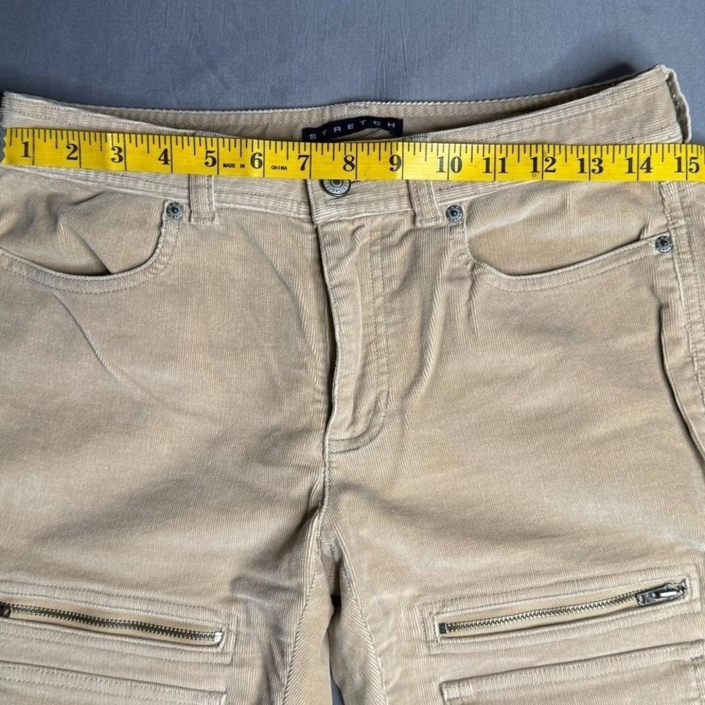 Vintage Y2K GAP Stretch Corduroy Utility Cargo Bootcut Pants Tan Beige, Size 4 - Picture 2 of 8